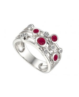 Silver Ruby & Cubic Zirconia Dress Ring