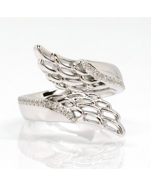 Silver & Cubic Zirconia Angel Wing Ring