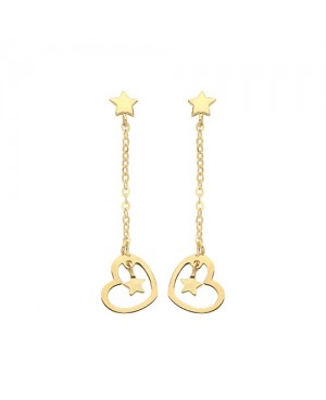 9ct Gold Heart & Star Earrings