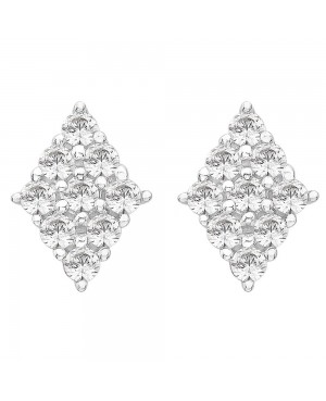 Silver & Cubic Zirconia 9 Stone Diamond-Shaped Earrings