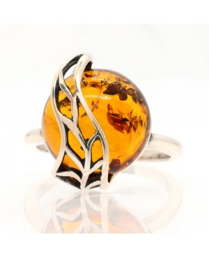 Sterling Silver & Amber Dress Ring