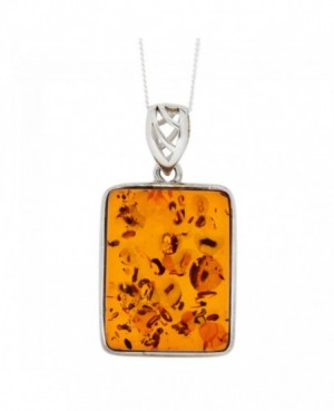 Silver & Amber Pendant with Chain