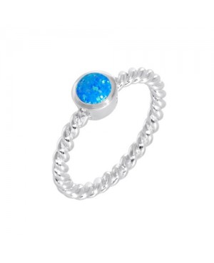 Silver & Created Blue Opal Ring