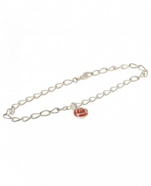 Sterling Silver Bracelet with Rose Charm -  7½"