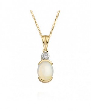 9ct Gold Opal & Diamond Pendant