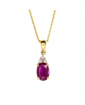 9ct Gold Ruby & Diamond Necklace