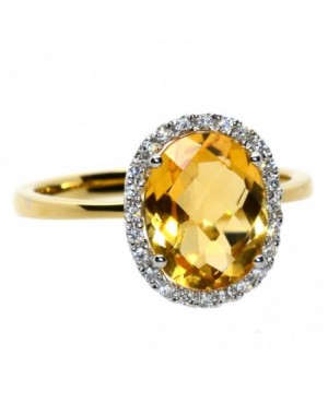 18ct Gold Citrine & Diamond Ring