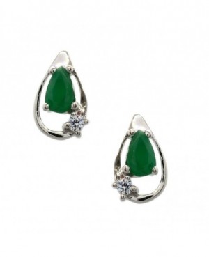 Silver Emerald & C.Z. Earrings