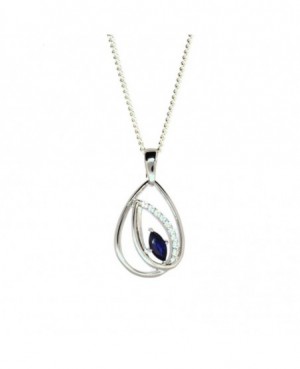 Silver Sapphire & C.Z. Necklace