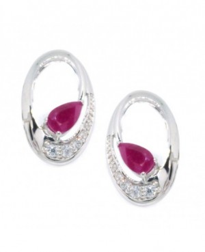 Silver Ruby & C.Z. Earrings