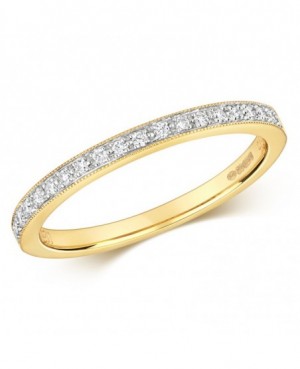 9ct Yellow Gold & Diamond (0.12ct approx) Half Eternity Ring