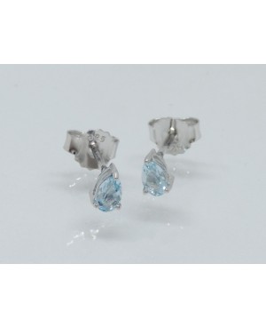 Silver & Topaz Pearshape Stud Earrings