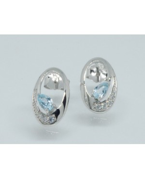 Silver, Topaz & Cubic Zirconia Stud Earrings